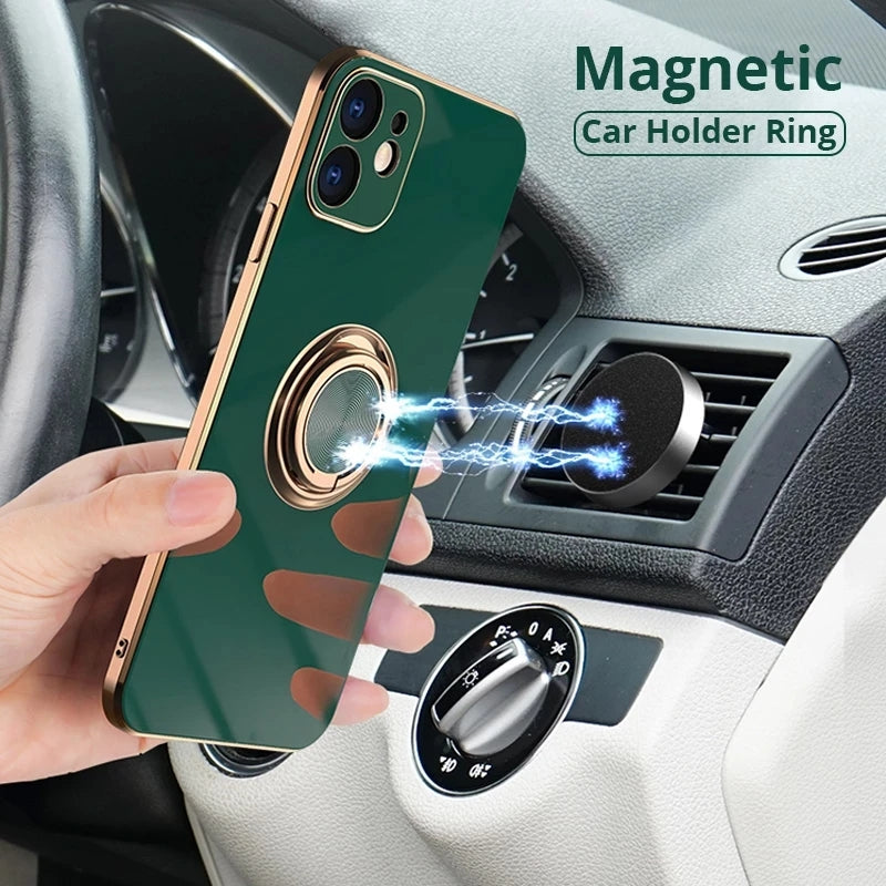 Plating Magnetic Attraction Ring Holder Compatible with iPhone Case