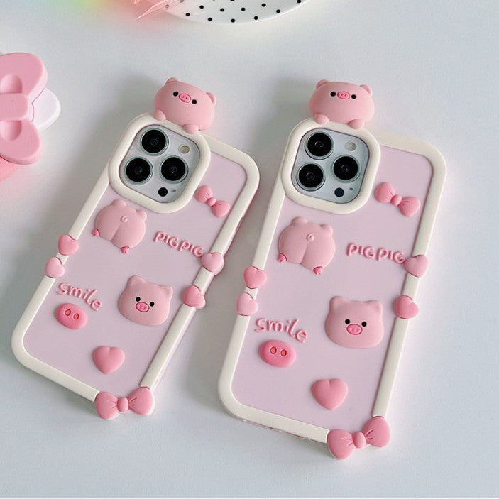 3D Cute Pig Compatible with iPhone Case