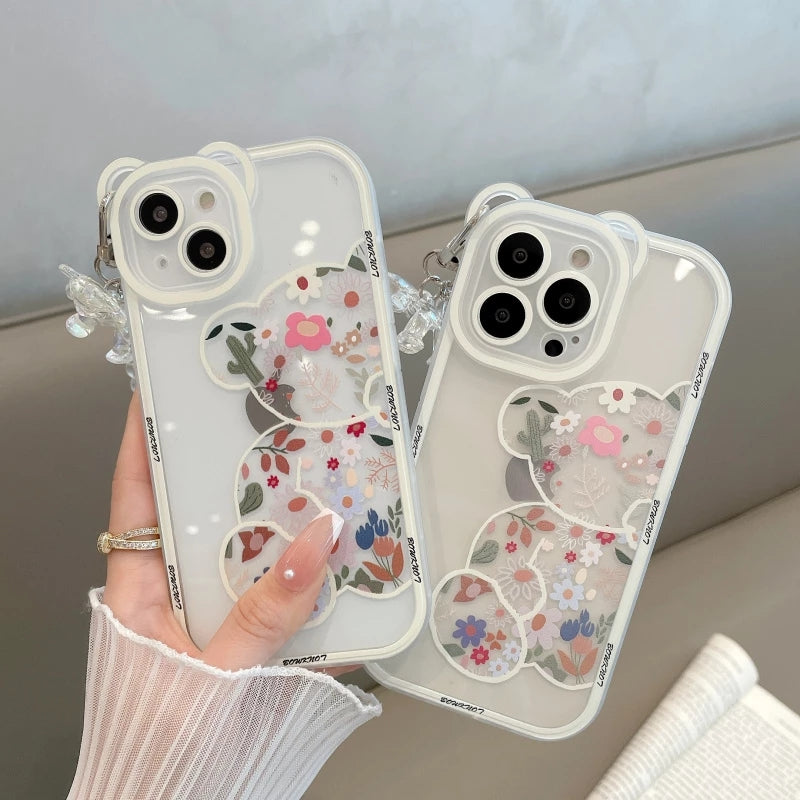 Cute Cartoon 3D Bear Bracelet Compatible with iPhone Case