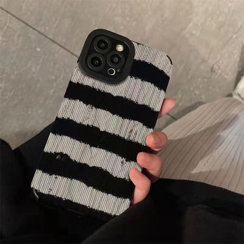 Black White Stripe Pattern Compatible with iPhone Case