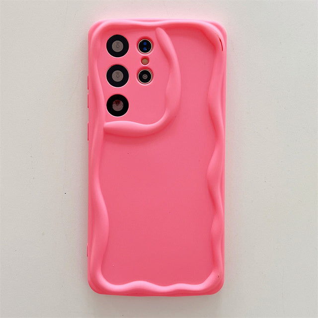 Wave Frame Cream Pattern Compatible with Samsung Case