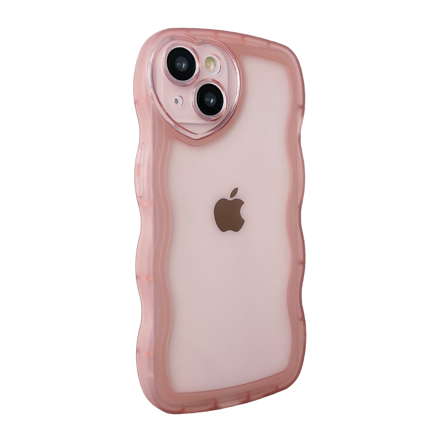 Cute Love Heart Camera Curly Wave Shape Clear Soft Compatible with iPhone Case