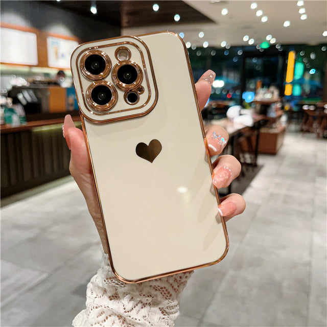 Luxury Plating Square Love Heat Compatible with iPhone Case