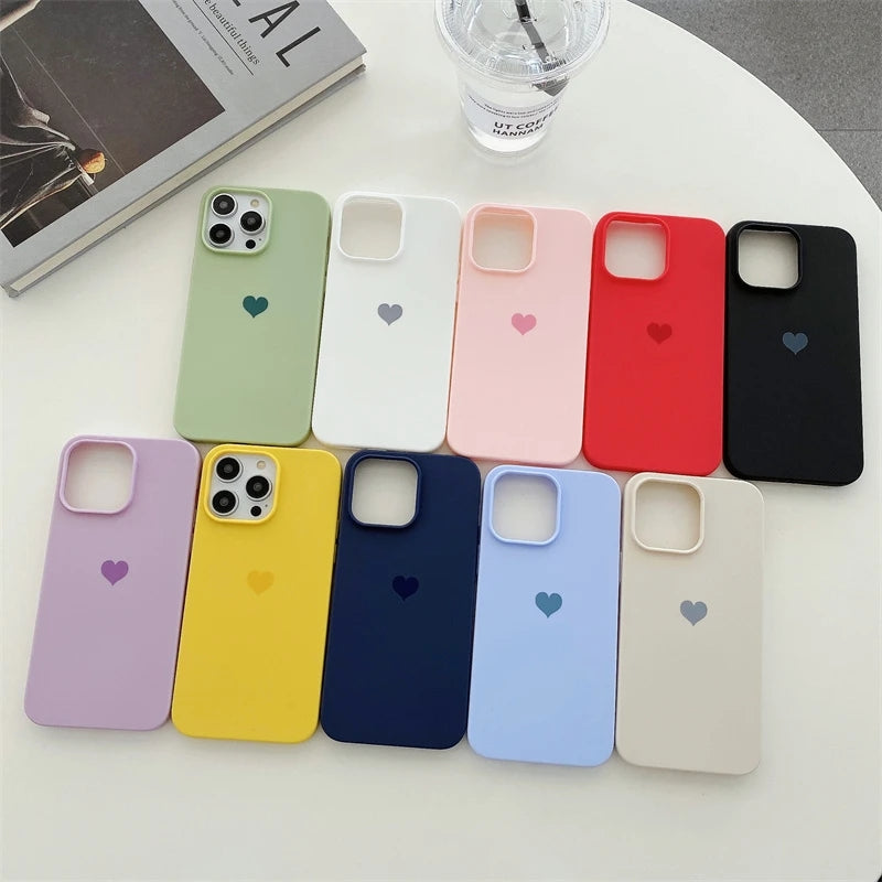 Candy Color Love Heart Compatible with iPhone Case