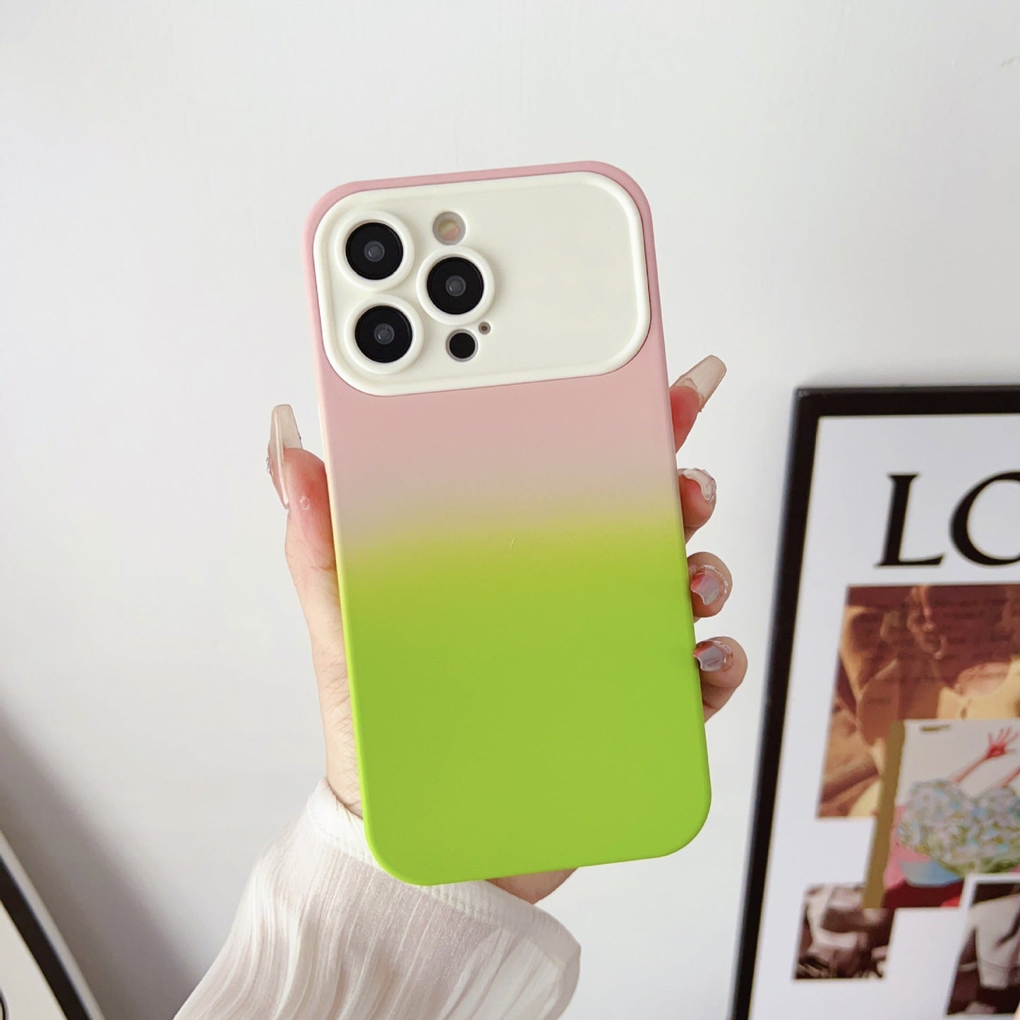 Gradient Contrast Color Camera Protection Compatible with iPhone Case