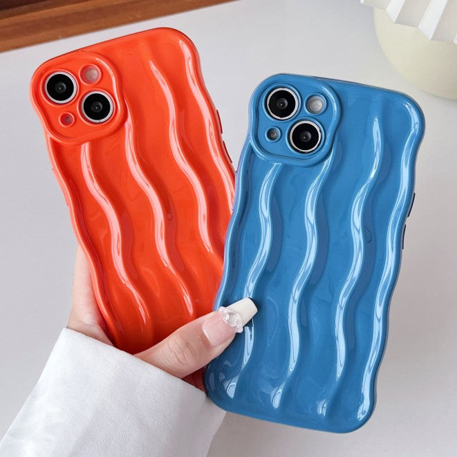 3D Water Ripple Wave Frame Pattern Shockproof Silicone Compatible with iPhone Case