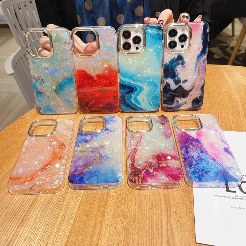 Luxury Marble Shell Pattern Compatible with iPhone Case