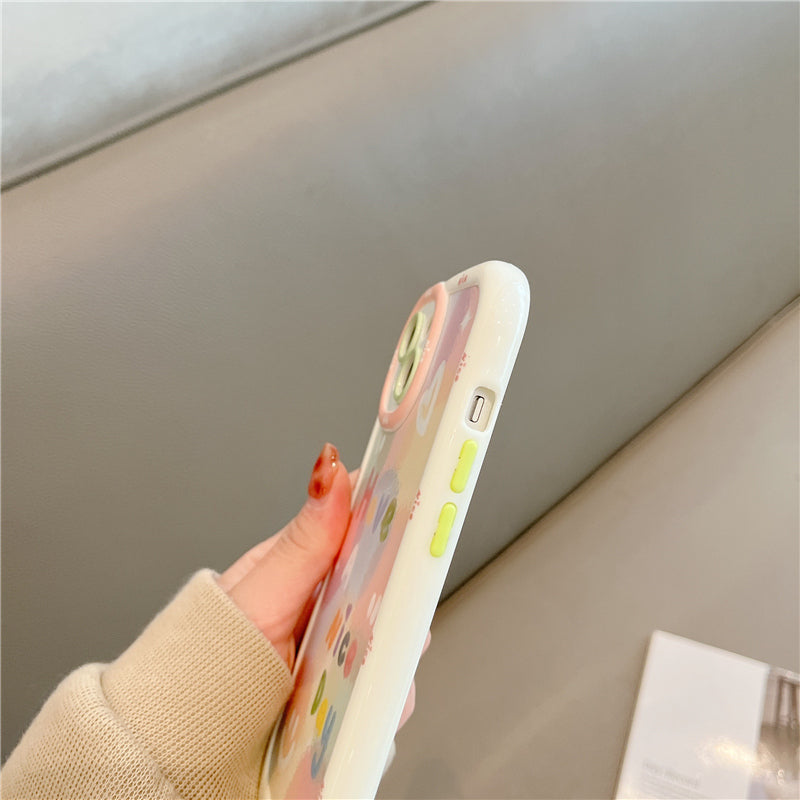 Cute Love Heart Flowers Floral Silicone Shockproof Compatible with iPhone Case