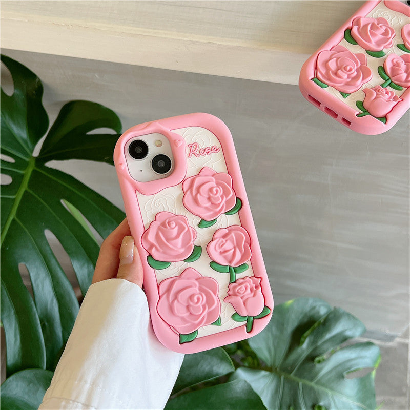 Cute 3D Rose Flower Floral Compatible with iPhone Case