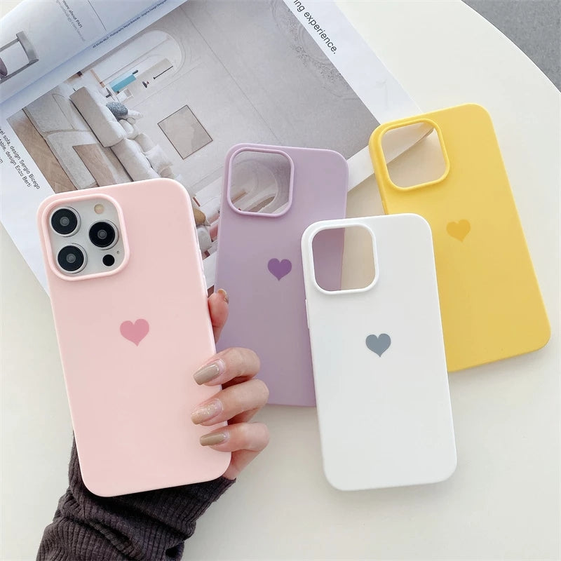 Candy Color Love Heart Compatible with iPhone Case